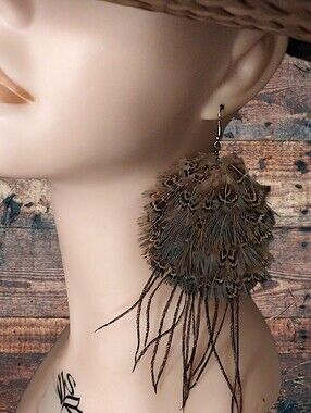 Boho Feather Statement Earrings